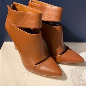 Brown stiletto booties